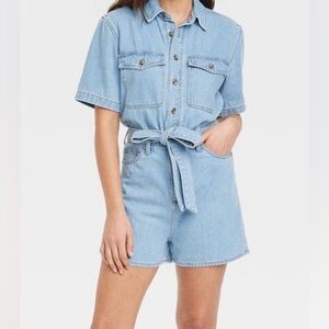 Universal Thread Light Blue Denim Romper